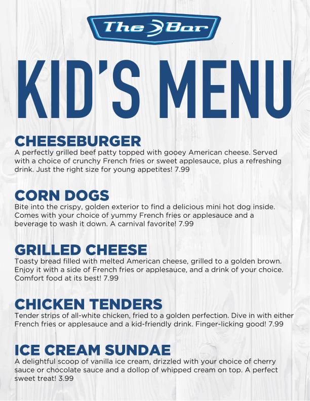 The Bar - Kid's Menu