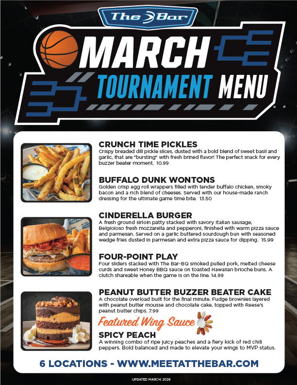 The Bar - March Tournament Menu