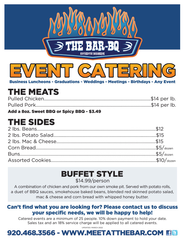 The Bar - BQ Event Catering Menu